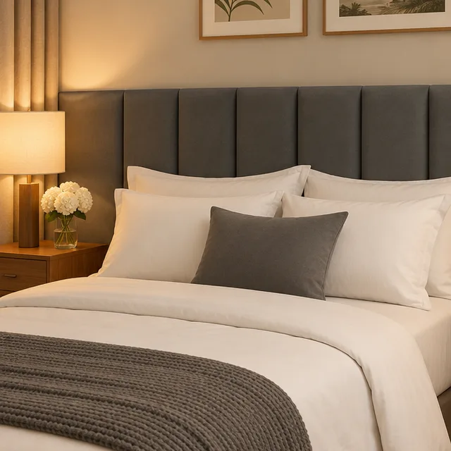 Cabeceira queen 160 cm com 8 módulos adesivos, cinza-escuro