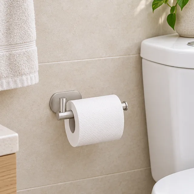 Porta-papel higiênico de inox adesivo