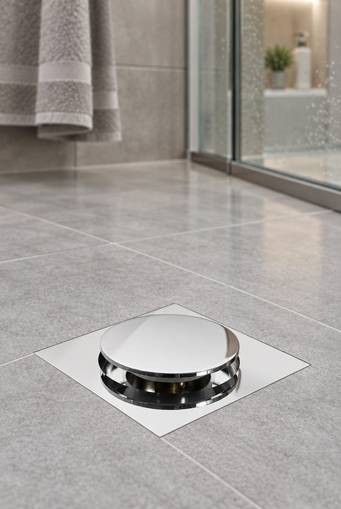 Ralo click 10 x 10 cm pop-up de inox em uso, imagem ilustrativa