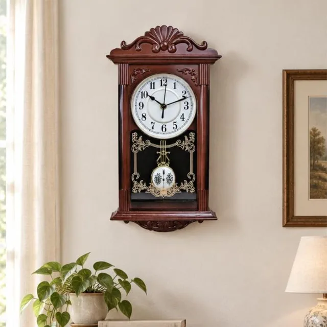 Relógio de parede vintage com pêndulo, 41 cm