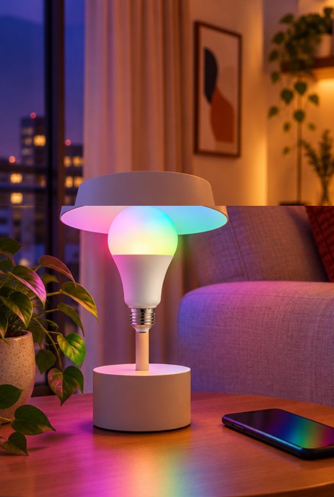 Smart lâmpada Wi-Fi Positivo RGB 9 W em uso, imagem ilustrativa