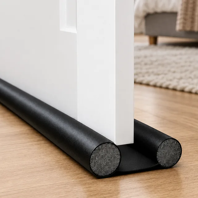 Veda-porta rolinho ajustável de 90 cm, preto